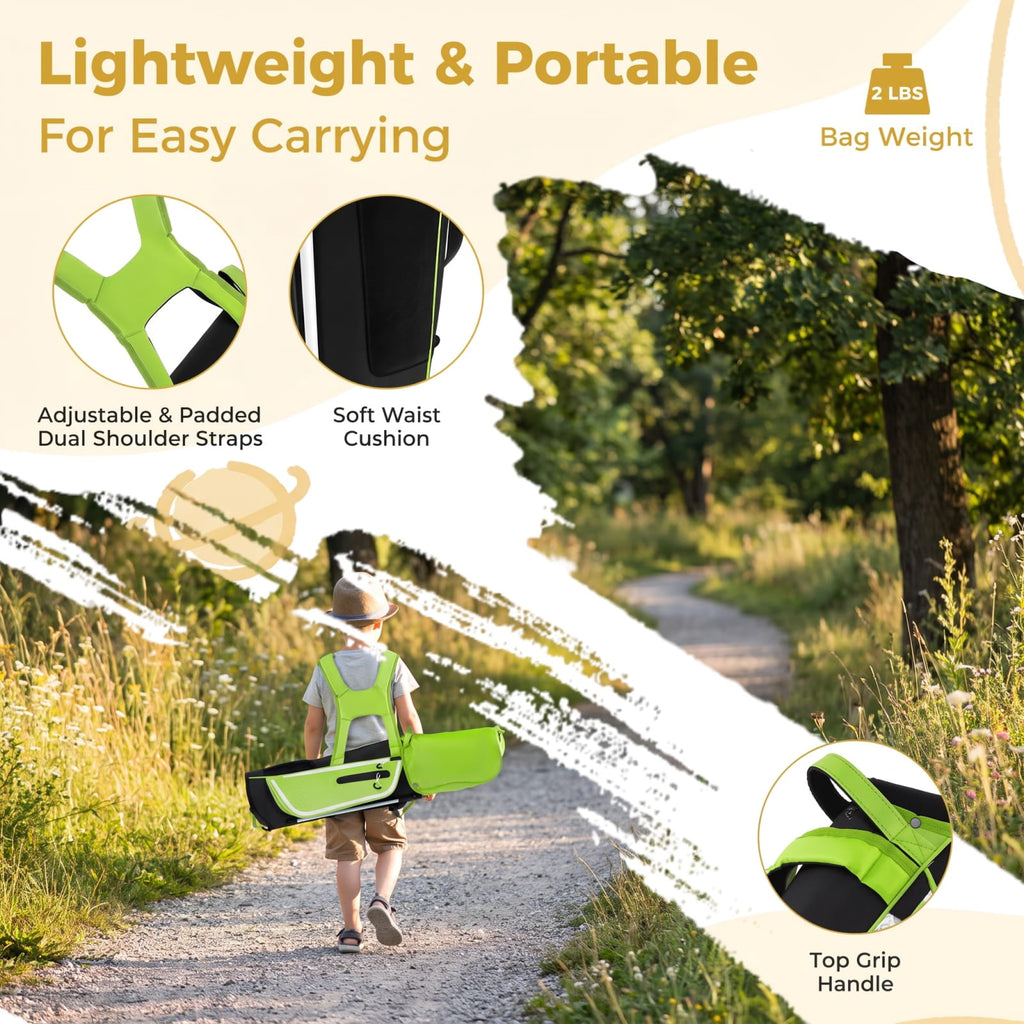 Airfind Junior Complete Golf Club Set Right Hand with Stand Bag Rain Hood and 4 Clubs for Kids Ages 5 to 7 Beginners, Green