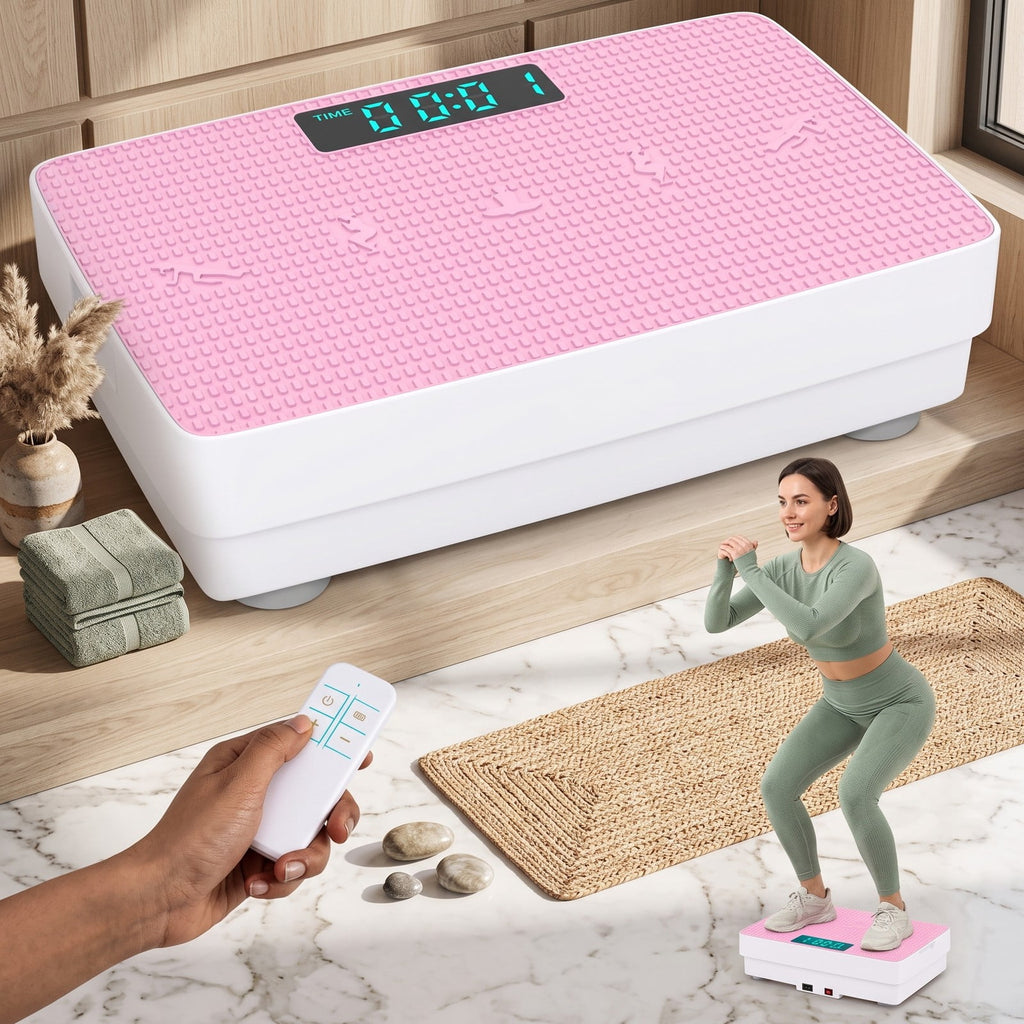 Airfind Vibration Plate Exercise Machine with Gravity Sensor and Wireless Remote, 10-Speed Whole Body Vibration Platform for Home Gym Fitness Weight Loss Toning, Pink