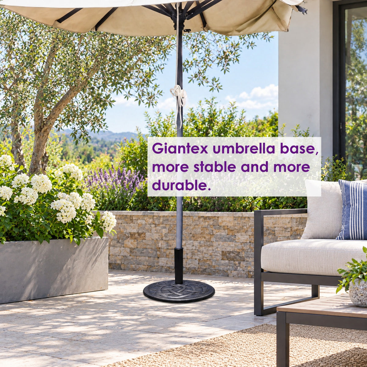 Airfind 22 Inch Heavy Duty Round Umbrella Base Stand, Steel upright and resin base Round base Frame, Bronze