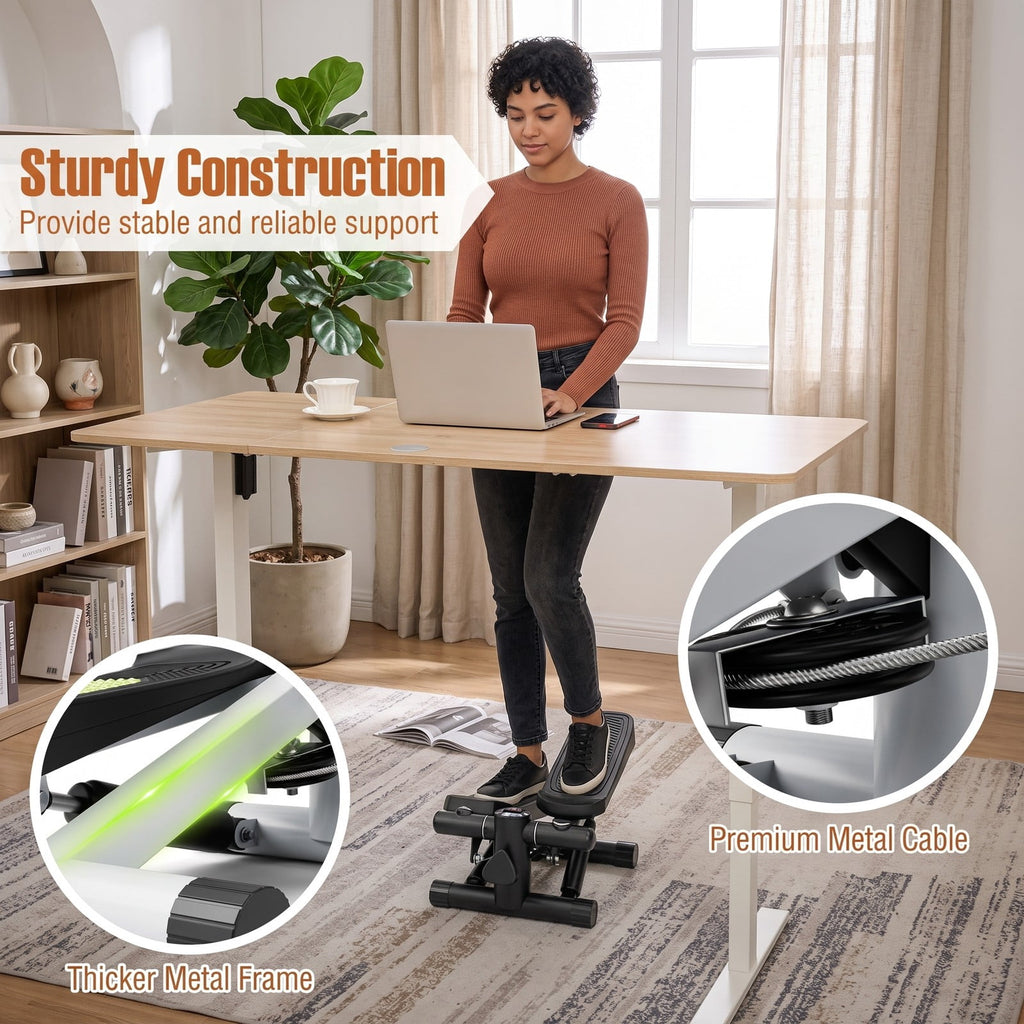 Airfind Mini Stepper for Exercise at Home with Resistance Bands, Adjustable Height, Anti-Slip Pedals and LCD Monitor, Quiet Hydraulic Stair Stepper for Full, White