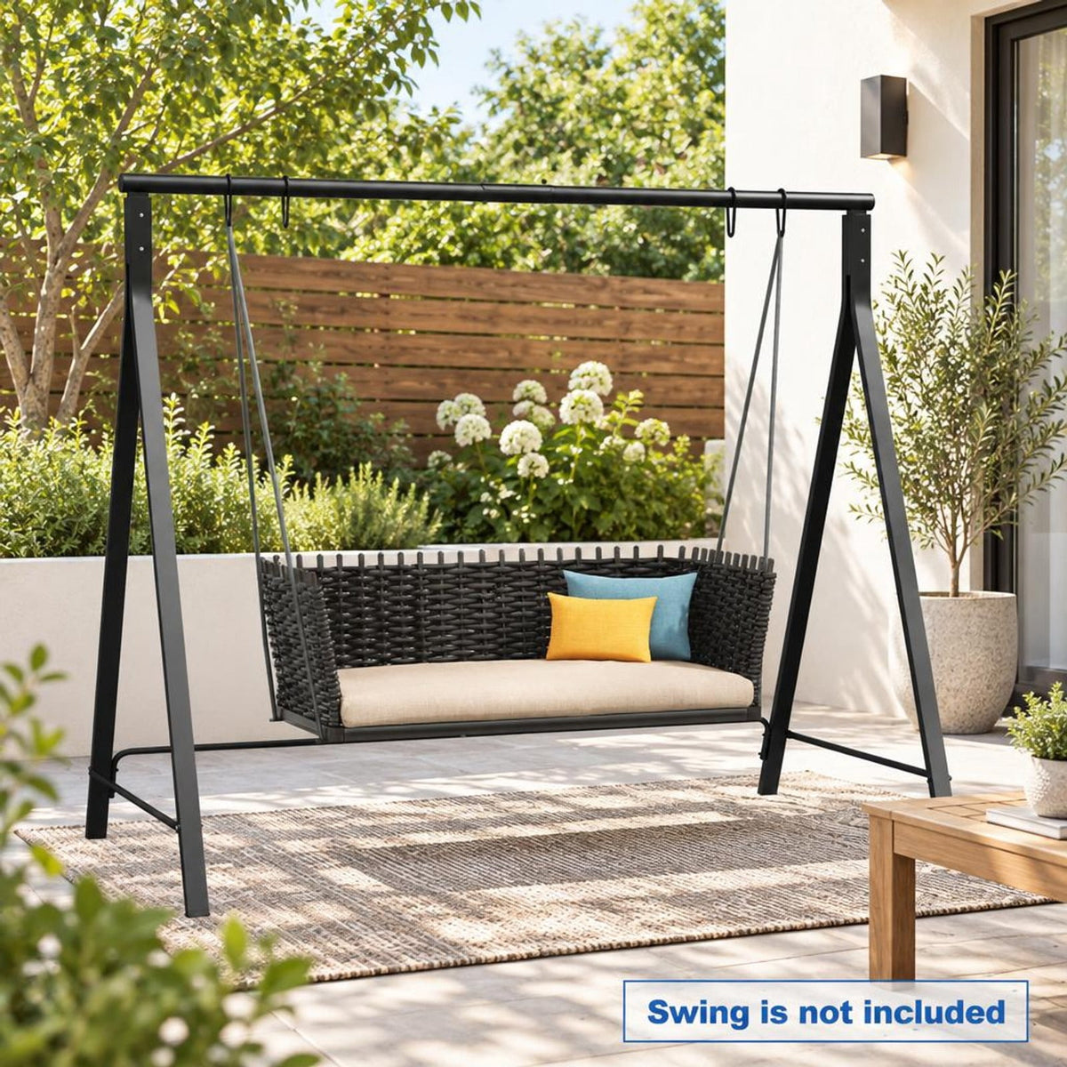 Airfind Patio Metal Swing Stand with A-Shaped Structure, 350 lbs Capacity, Metal Frame, 83 x 45 x 69 Footprint, Black