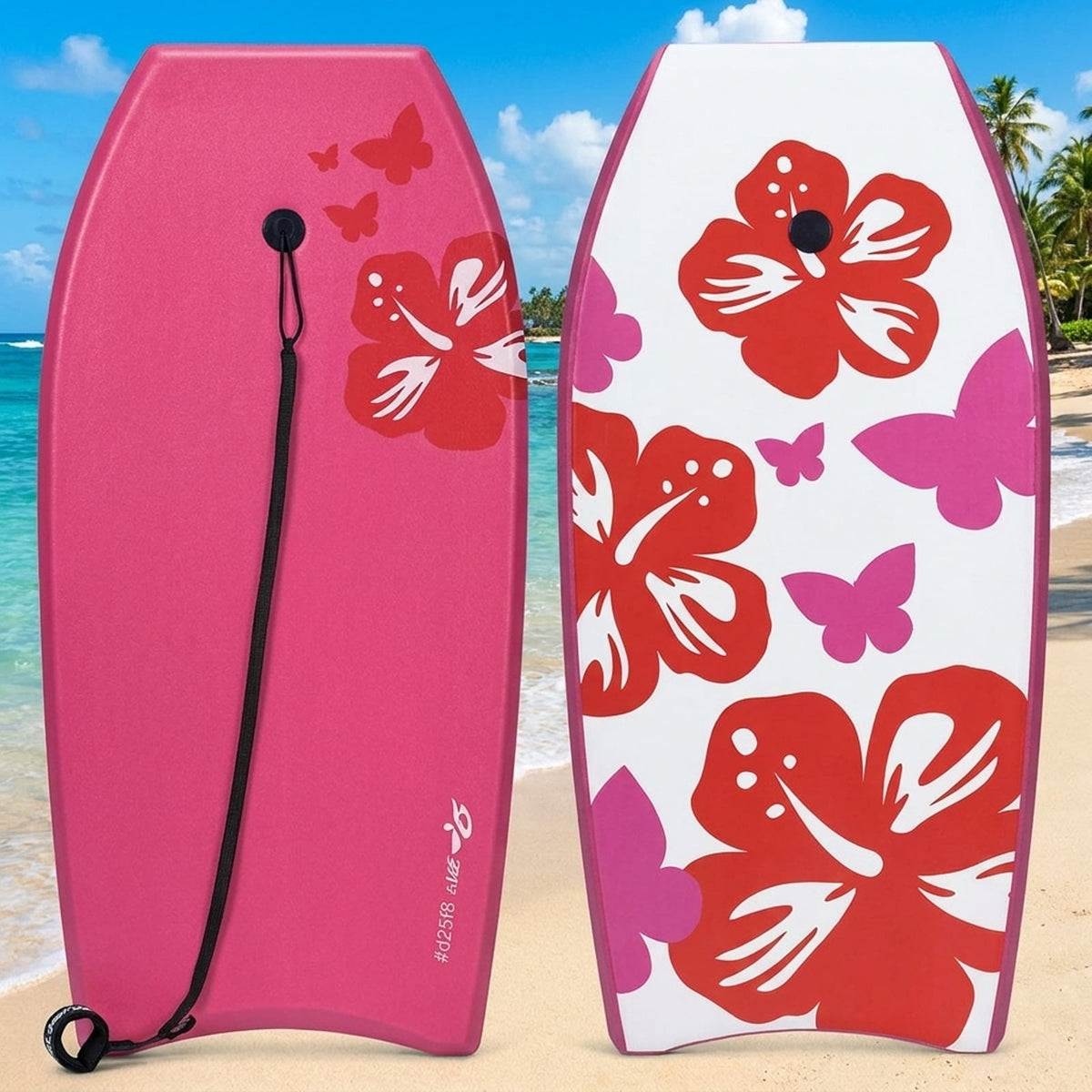 Airfind 37 Inch IXPE Bodyboard for Teens ¡ª Cool-Touch Deck, EPS Core, HDPE Slick Bottom, Crescent Tail, Coiled Wrist Leash Included (Pink)