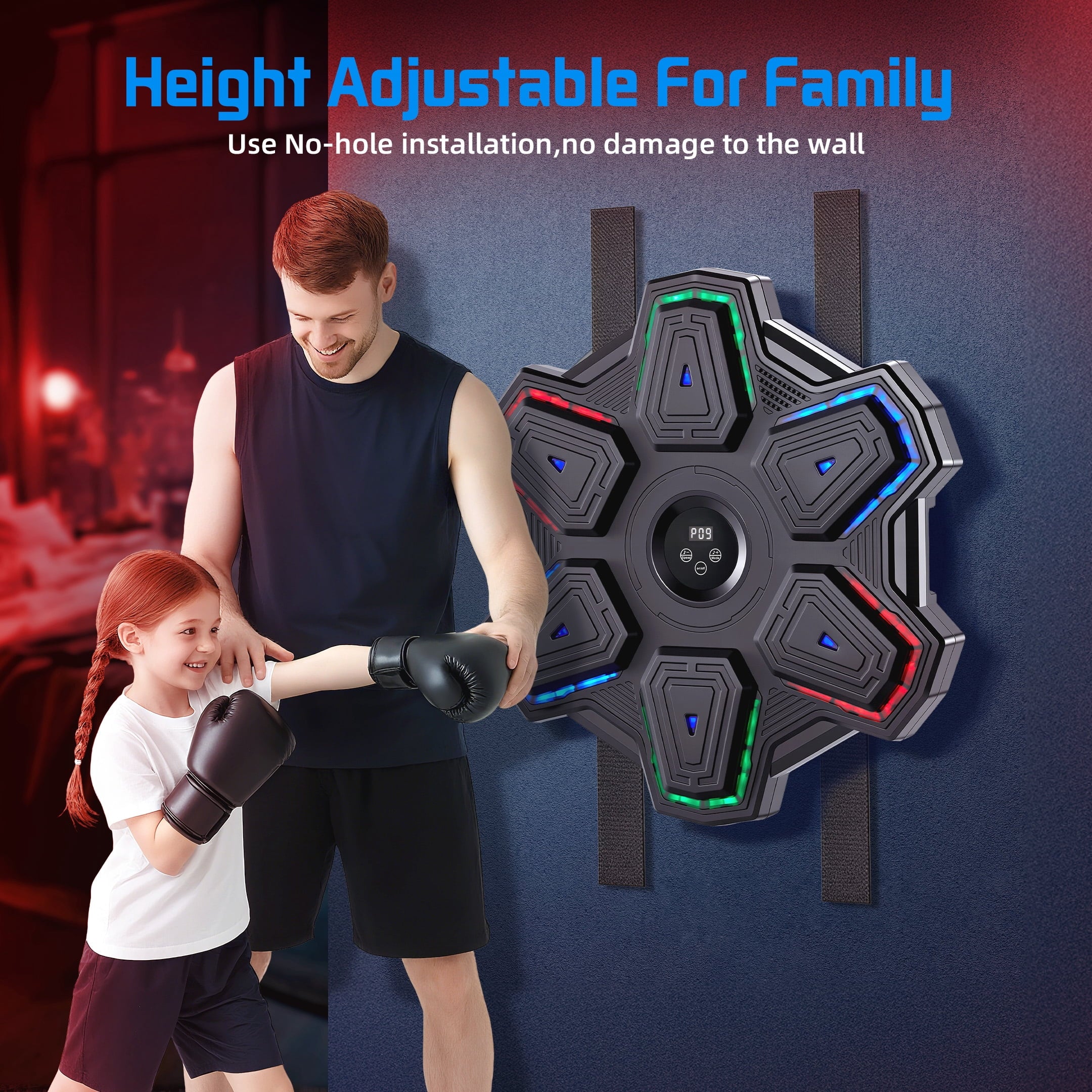 Airfind Wall Mounted Boxing Punch Pad Target with Light and Music Reflex Focus Strike Pad for MMA Home Gym Training 3 Mounting Options Black
