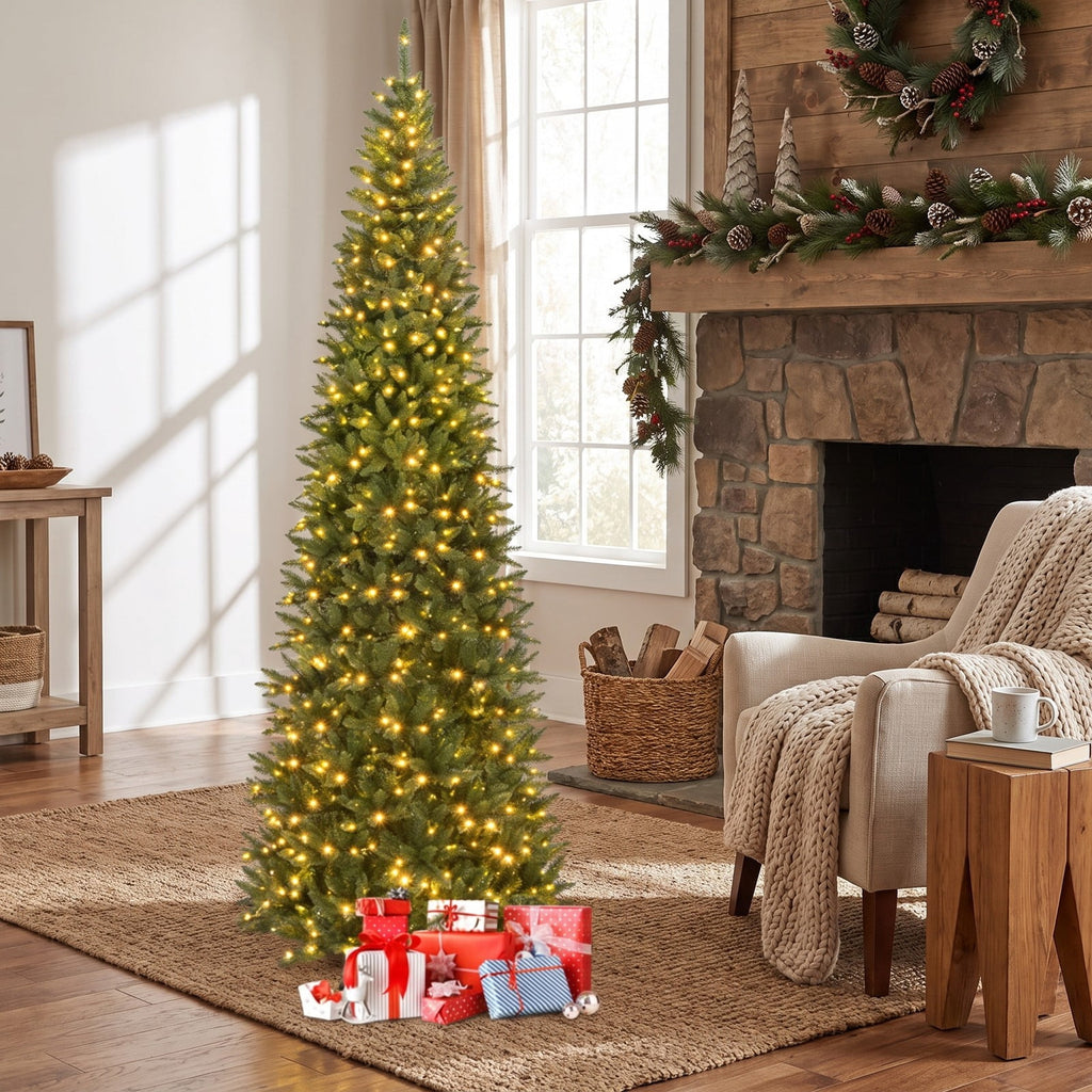 Airfind 12 FT Artificial Christmas Tree with 800 Warm White LED Lights for Home Party Shopping Mall, White
