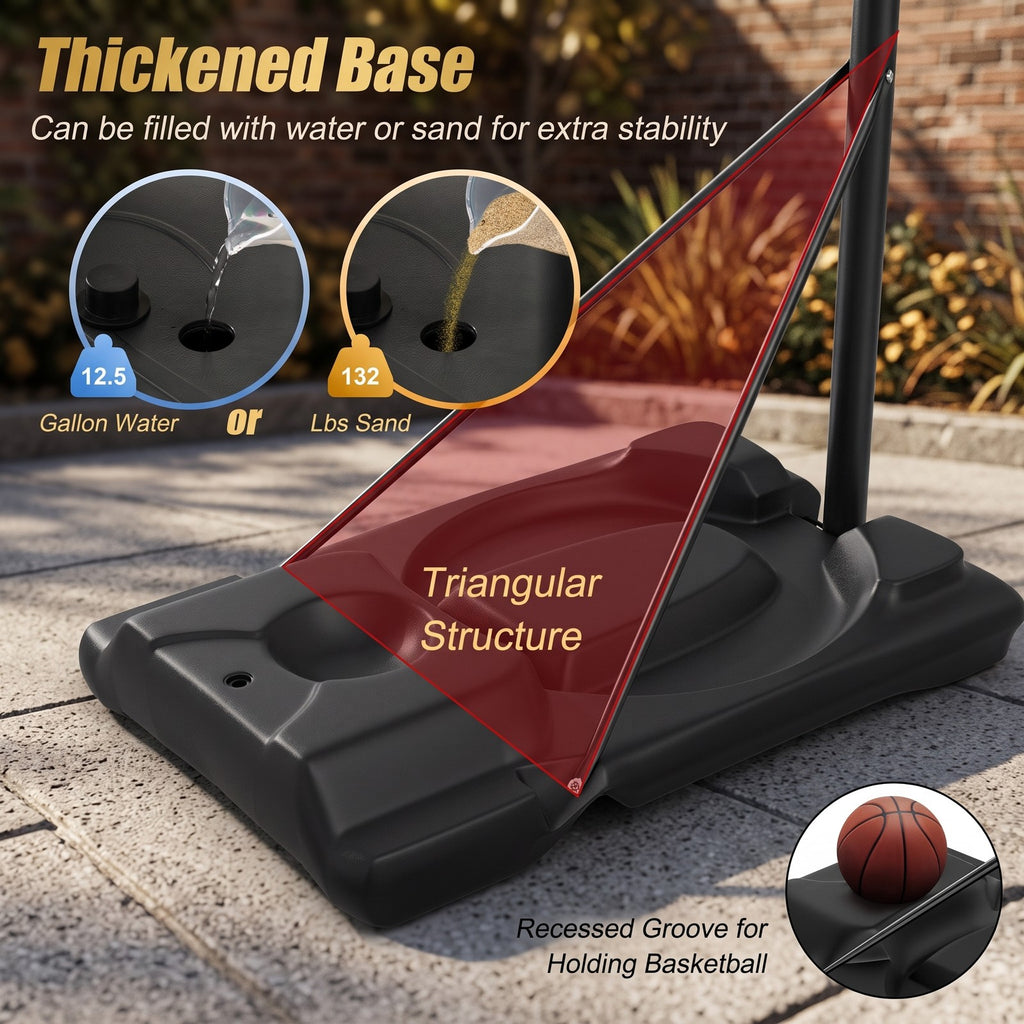 Airfind Portable Basketball Hoop, Height Adjustable 8.5-10 ft Shatterproof Backboard System with Wheels and 2 Nets for Indoor Outdoor Kids Adults Driveway, Black