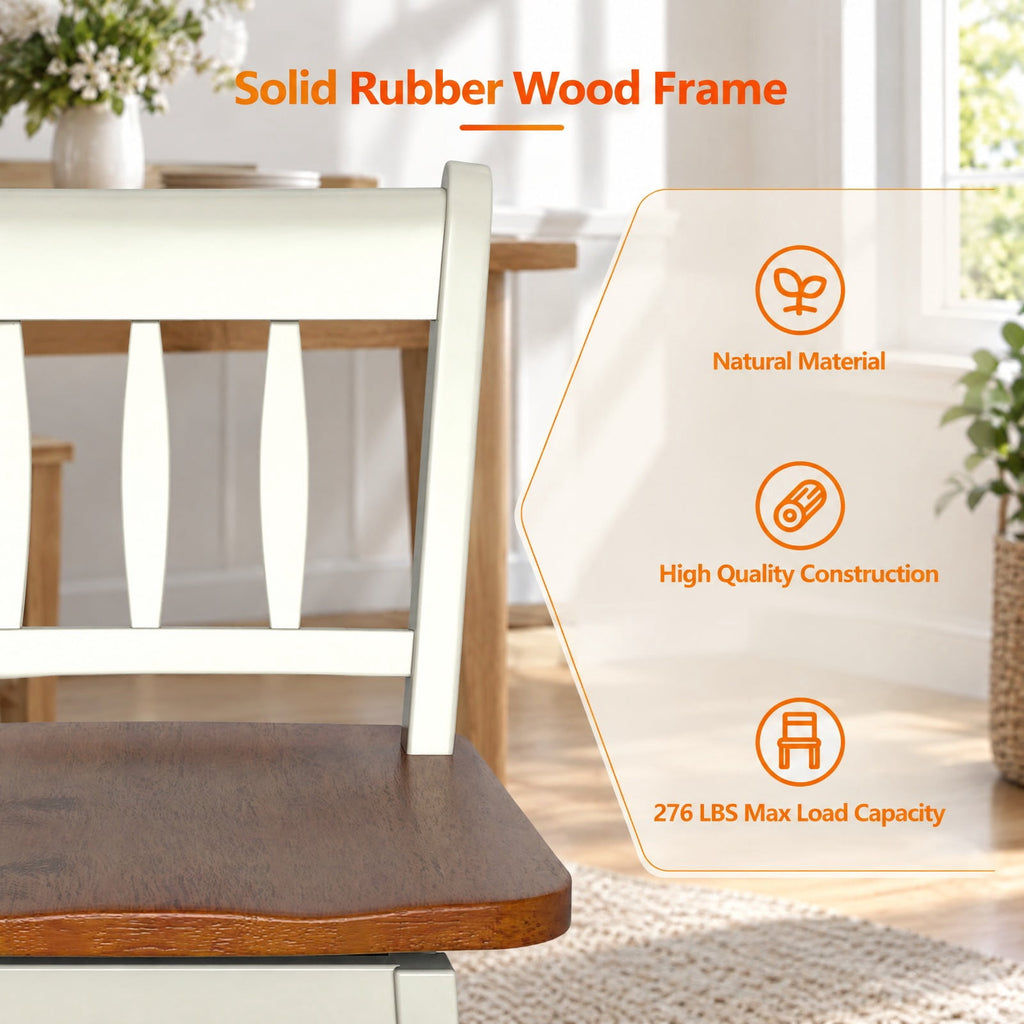 Airfind 24.5 Inches Set of 2 Swivel Bar Stools with 360° Swiveling, Rubber wood metal Frame, White, Product dimension 16 Inch x 18 Inch x 38.5 Inch (L x