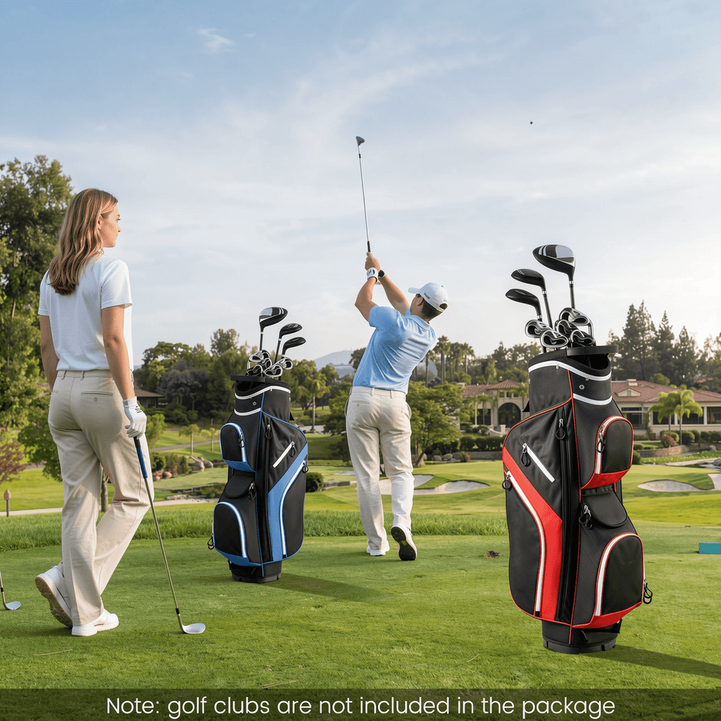 Airfind 14-Way Cart Bag with Rain Hood, Towel Ring and 9 Zippered Pockets, Red