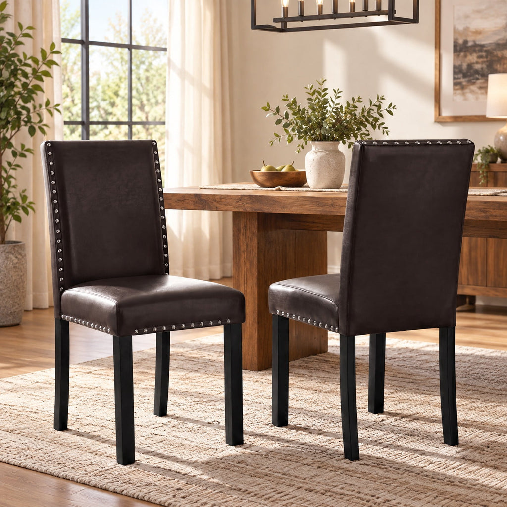 Airfind Set of 2/4 Dining Chairs Faux Leather Upholstered Parsons Kitchen Chairs, Set of 2, Versatile use fits modern farmhouse and office style rooms
