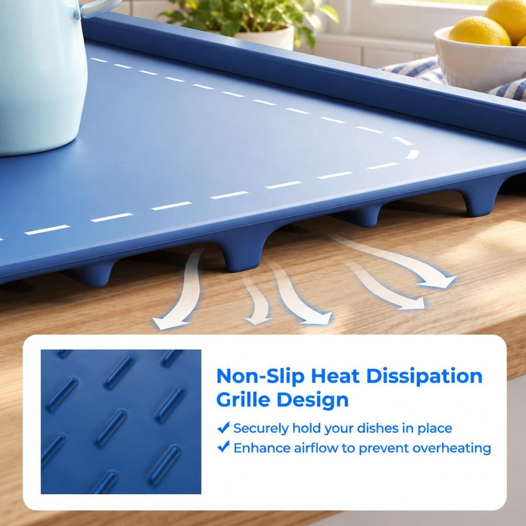 Airfind Food Warming Mat Rollable and Portable Electric Warming Tray with Fasting Heating, Silicone ABS Unfolding Frame, Blue