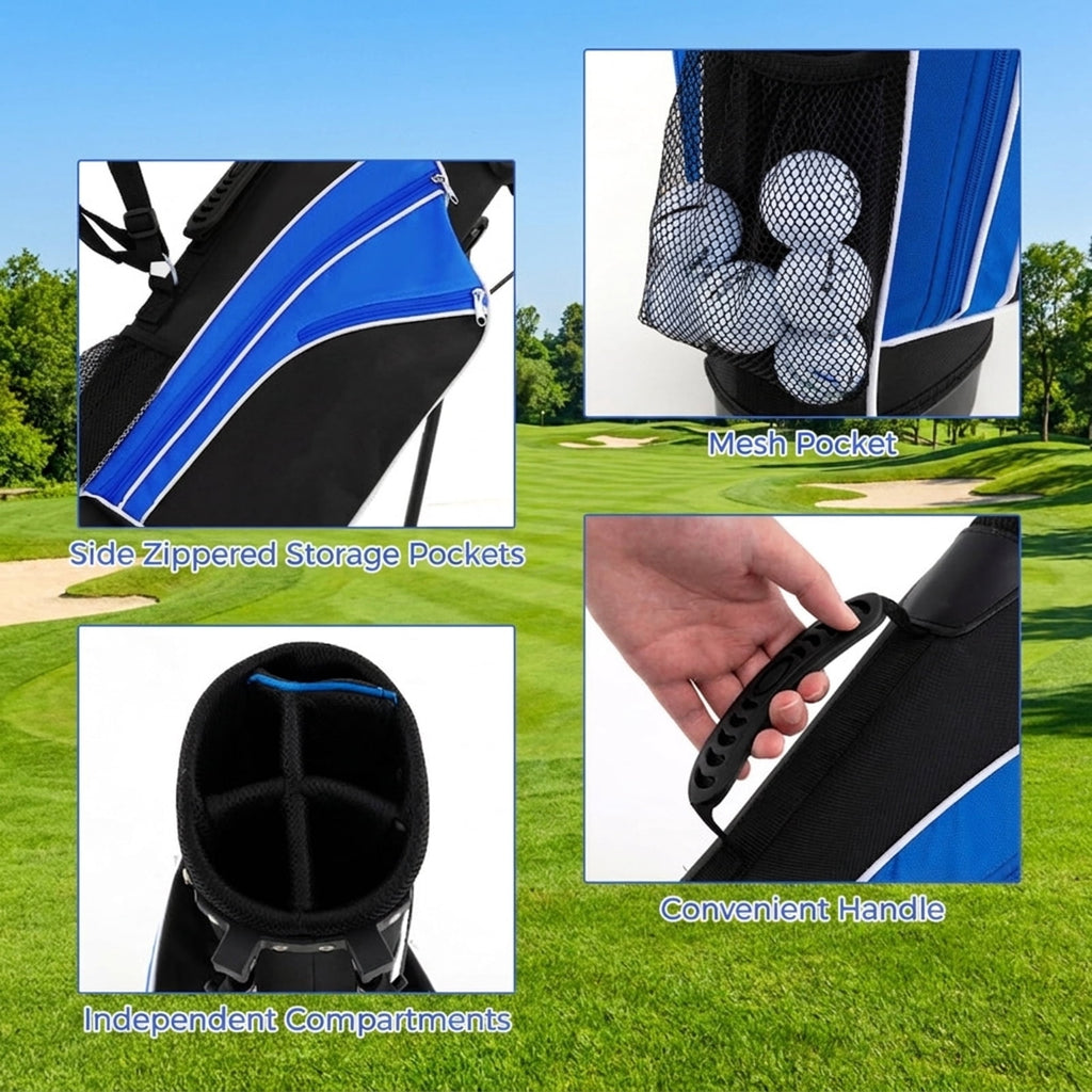 Airfind Children Golf Club Set for Ages 5 to 7 with 4 Lightweight Fiberglass Pieces and Portable Stand Bag, Blue