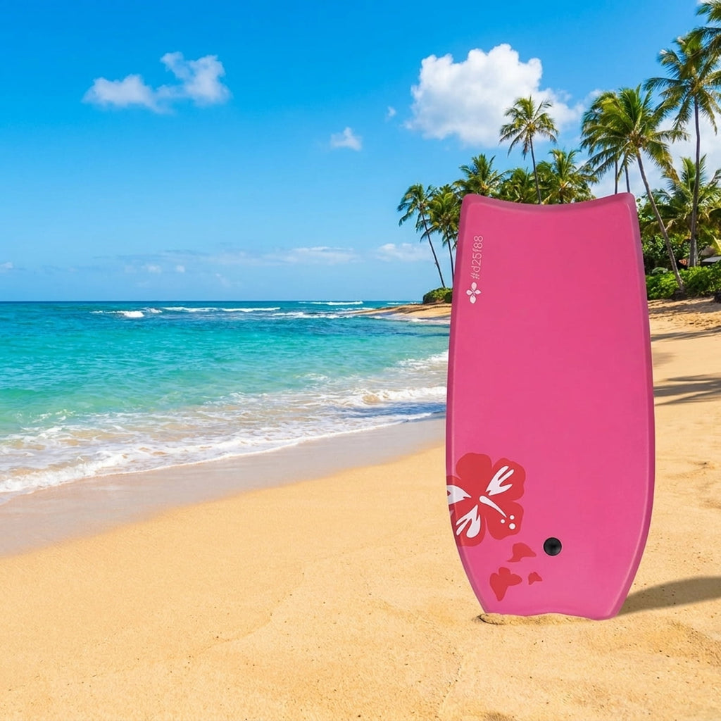 Airfind 37 Inch IXPE Bodyboard for Teens ¡ª Cool-Touch Deck, EPS Core, HDPE Slick Bottom, Crescent Tail, Coiled Wrist Leash Included (Pink)