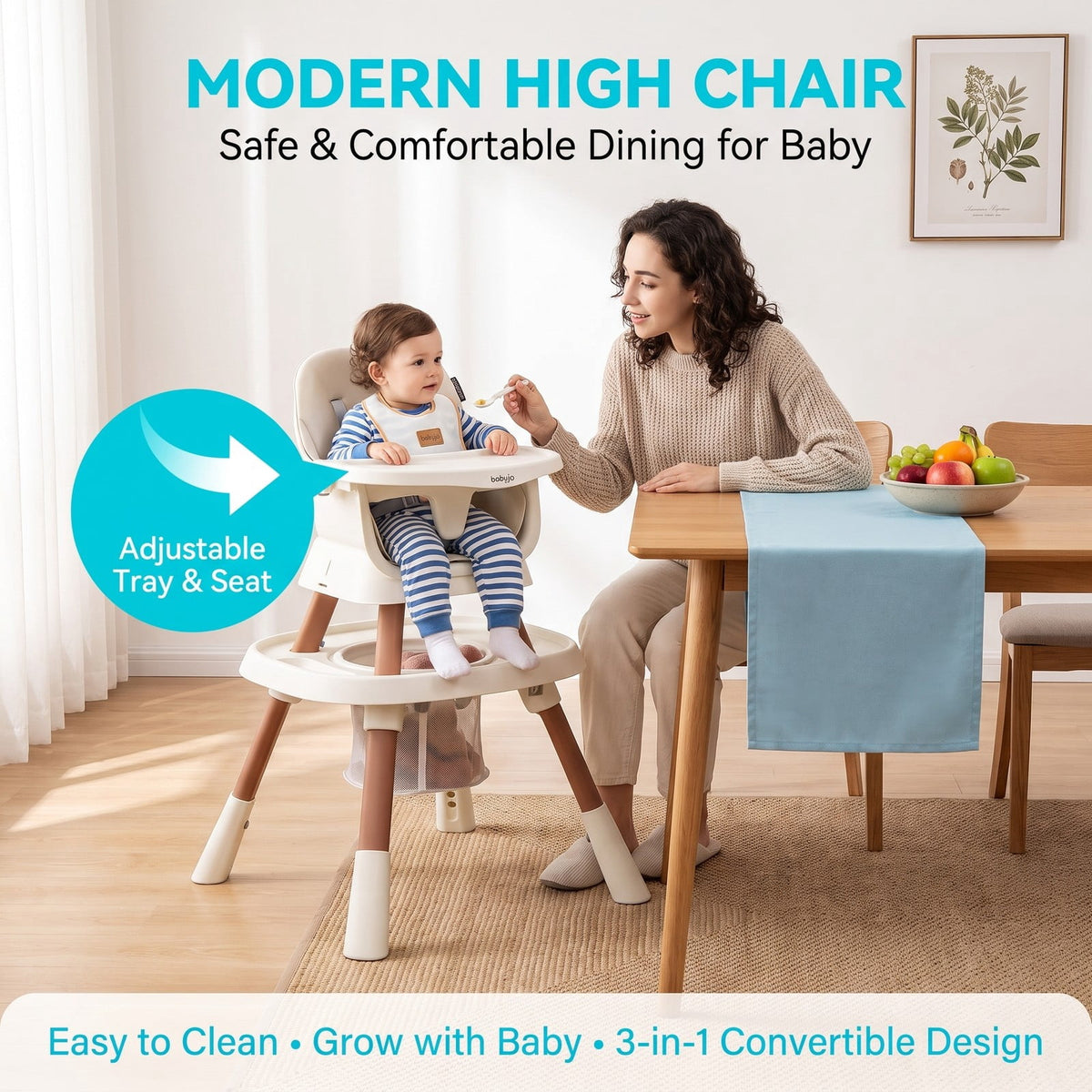 Airfind 16-in-1 Baby High Chair with Activity Center and Booster Seat for Babies and Toddlers, 44 lbs Capacity, Metal Frame, White