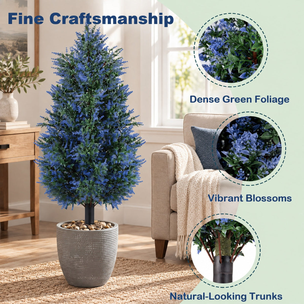Airfind 2 Pack 3.3 ft Artificial Lavender Topiary Trees with Ground Spikes for Indoor Outdoor, PP PE Frame, Lavender