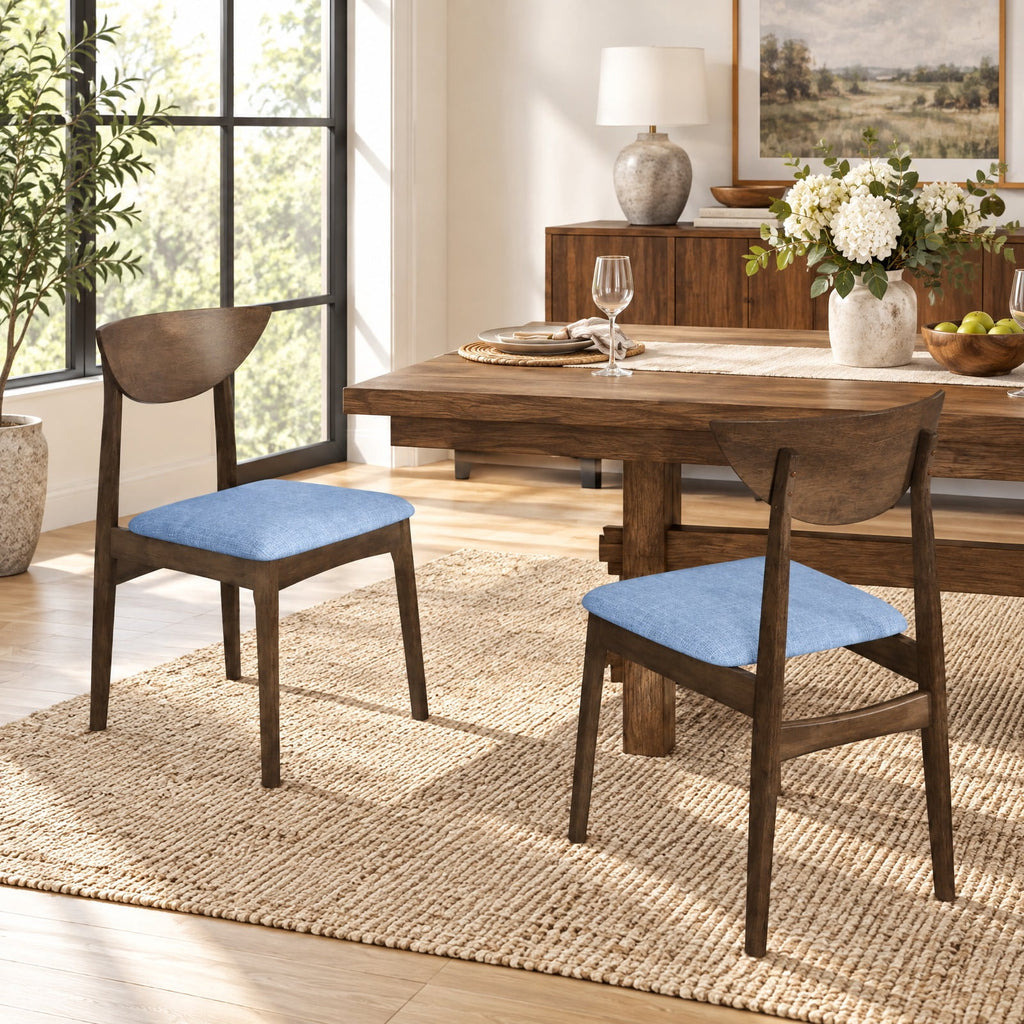 Airfind Wooden Dining Chair Set of 2 with Rubber Wood Leg, Brown, Brown+Gray, for Everyday Home Use, for Easy Setup, for Everyday Use