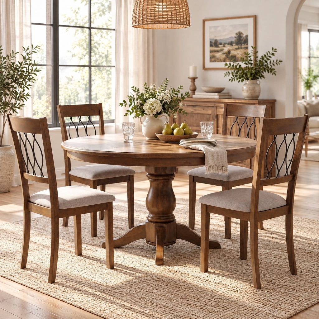 Airfind Set of 2 Dining Chair Fabric/Faux Leather Upholstered with Padded Seat, Chair 330 lbs Capacity, 19.5 x 22.5 x 38 Footprint, Brown