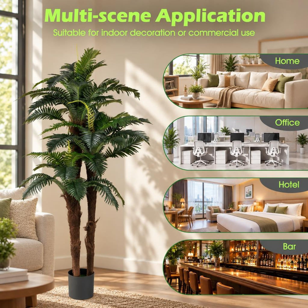 Airfind 2 Pack Artificial Palm Tree 6.3 ft Tall with Adjustable Leaves, PEVA Frame, Green + Black, Gets rid of watering or trimming
