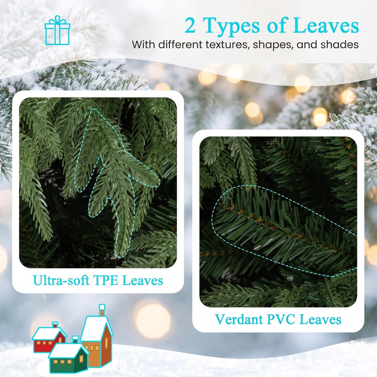 Airfind 7/7.5/8 Feet Pre-Lit Artificial Christmas Tree Hinged Faux Xmas Tree with Soft Branch Tips-8 feet, TPE PVC Metal Frame, 4 x 7 ft Footprint