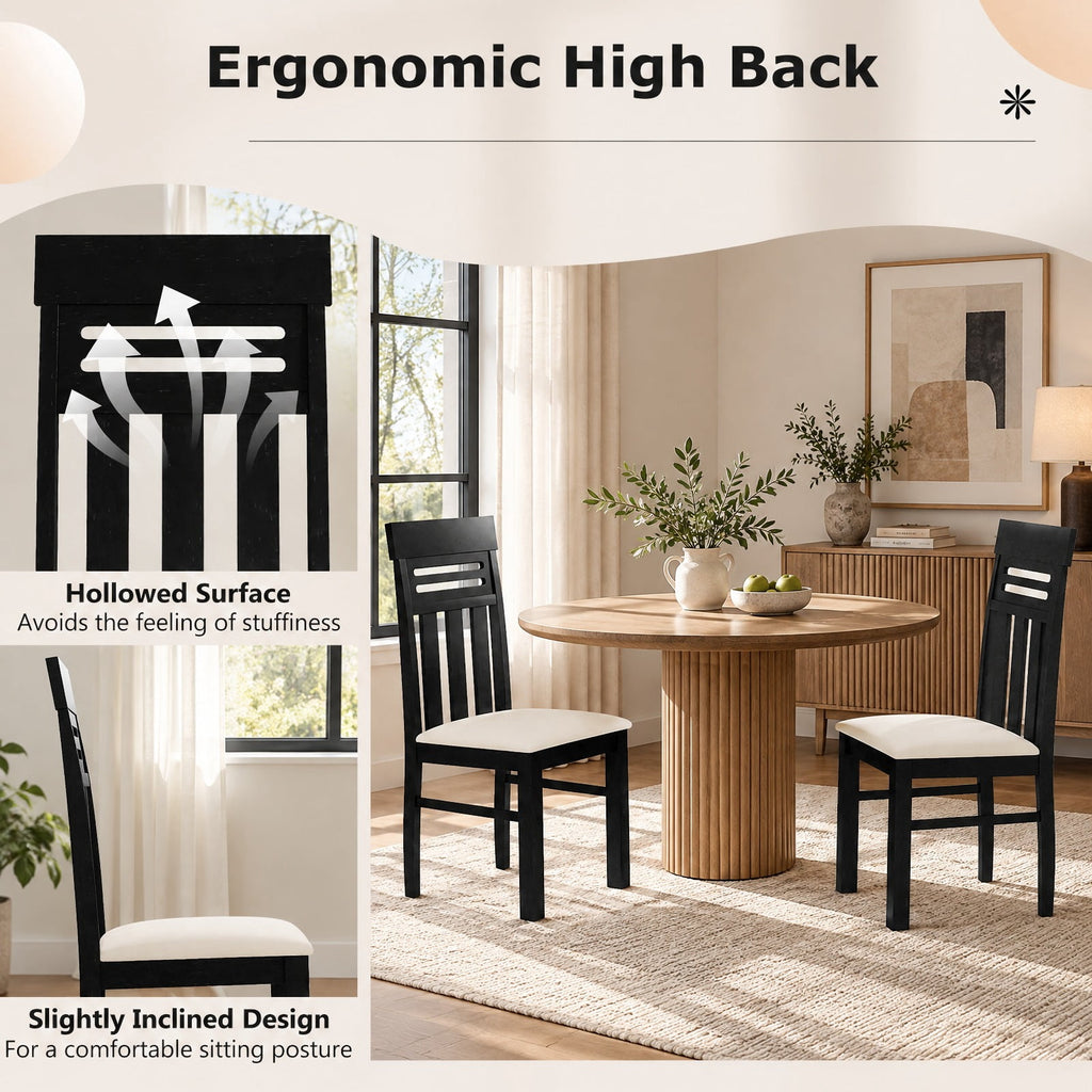 Airfind Dining Chairs High Back Dining Room Chairs Set of 2, Capacity 330 lbs Capacity, Rubber Wood PU Leather Frame, 19.5 x 17.5 x 38 Footprint