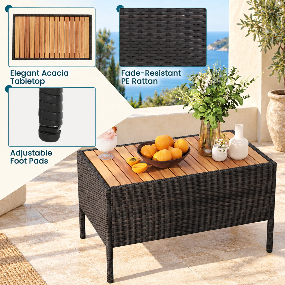 Airfind 8 Piece Patio Wicker Sofa Set 4 Rattan Chairs and 2 Loveseat with 2 Table, 400 lbs Capacity, 22 x 23.5 x 32 Footprint