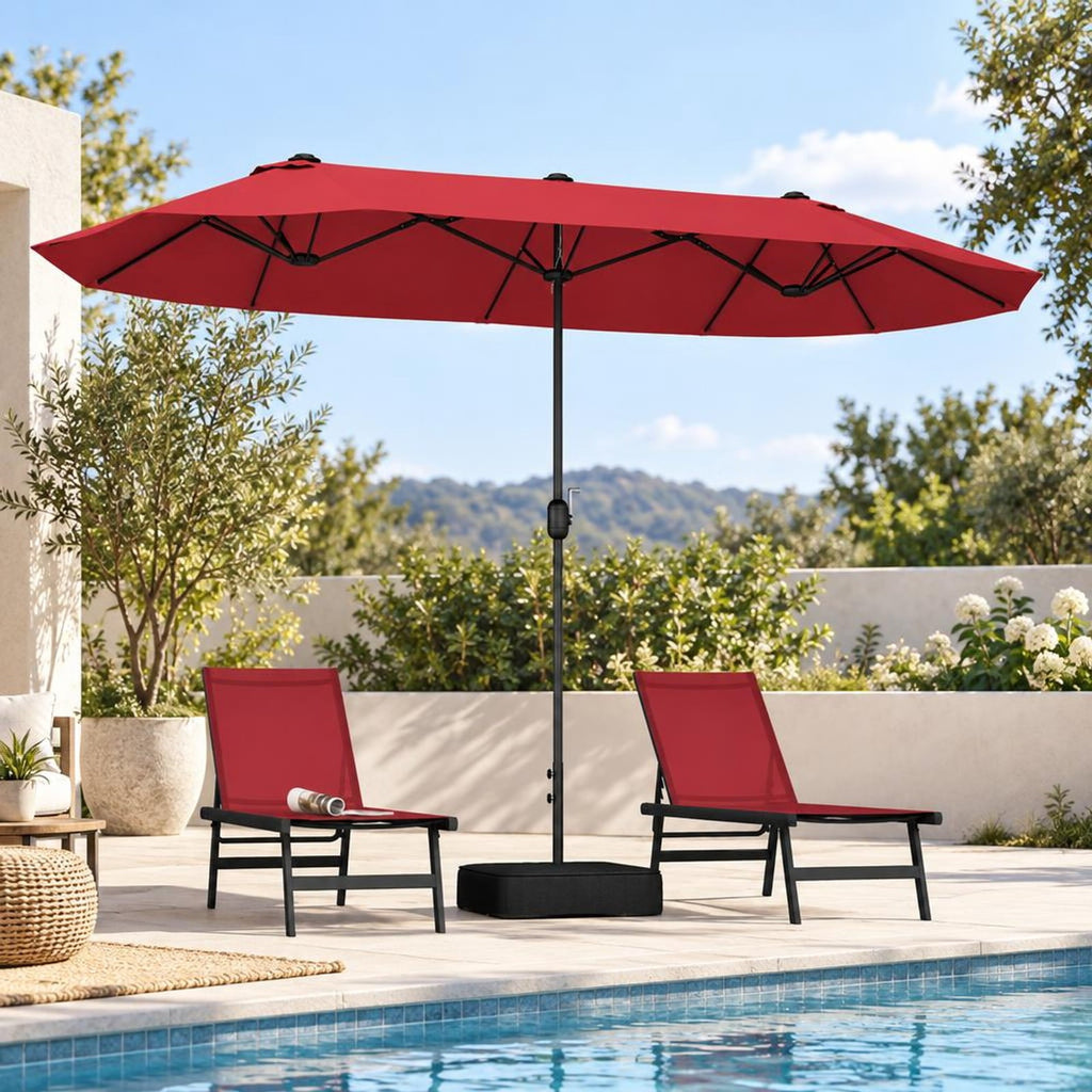 Airfind 13 Feet Double-Sided Patio Twin Table Umbrella with Crank Handle, Metal 180g Yarn Dyed Fabric PA Coating Frame