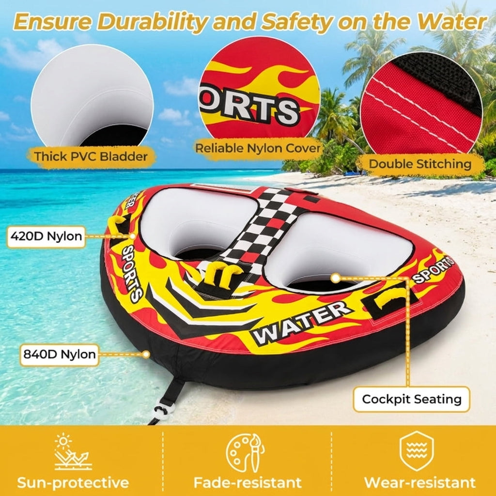 Airfind Heavy-Duty Inflatable Towable Tube for Boat Excursions, Yellow