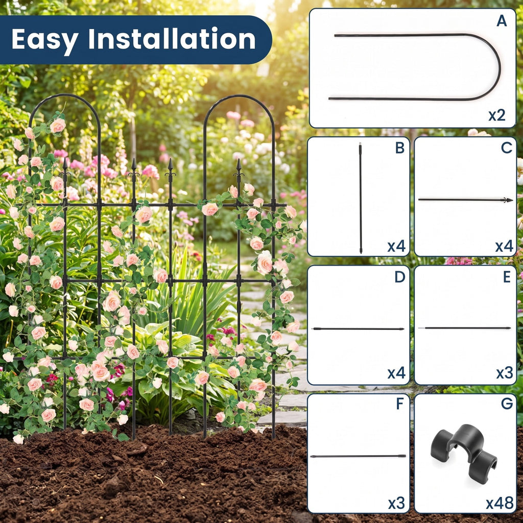 Airfind 58 x 73 Inch Outdoor Garden Rose Arch Trellis for Climbing Plants, PE-Coated Metal Frame, 58 x 73 Footprint, Rose