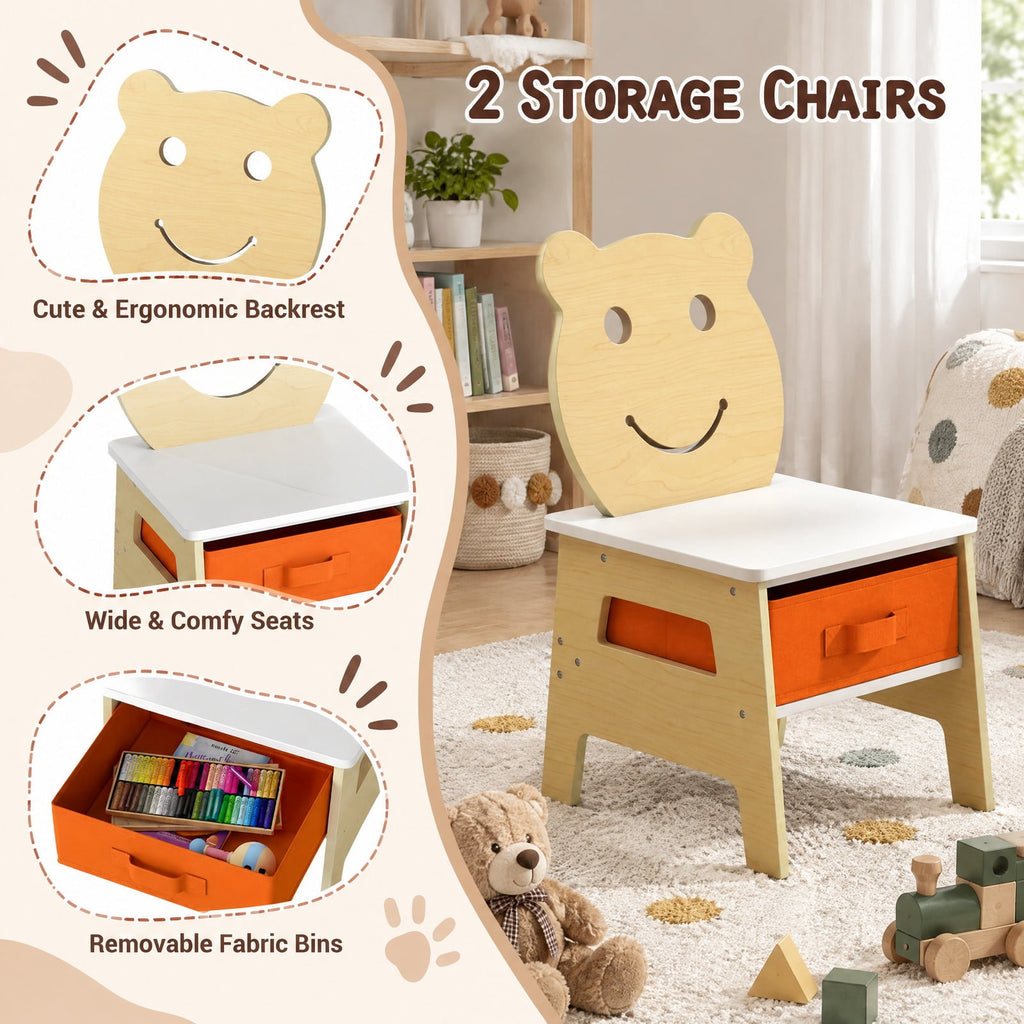 Airfind 5-in-1 Toddler Table and 2 Chairs Cute Art Desk Set with Reversible Chalkboard Whiteboard, 110 lbs Capacity, MDF Non-woven Fabric Frame