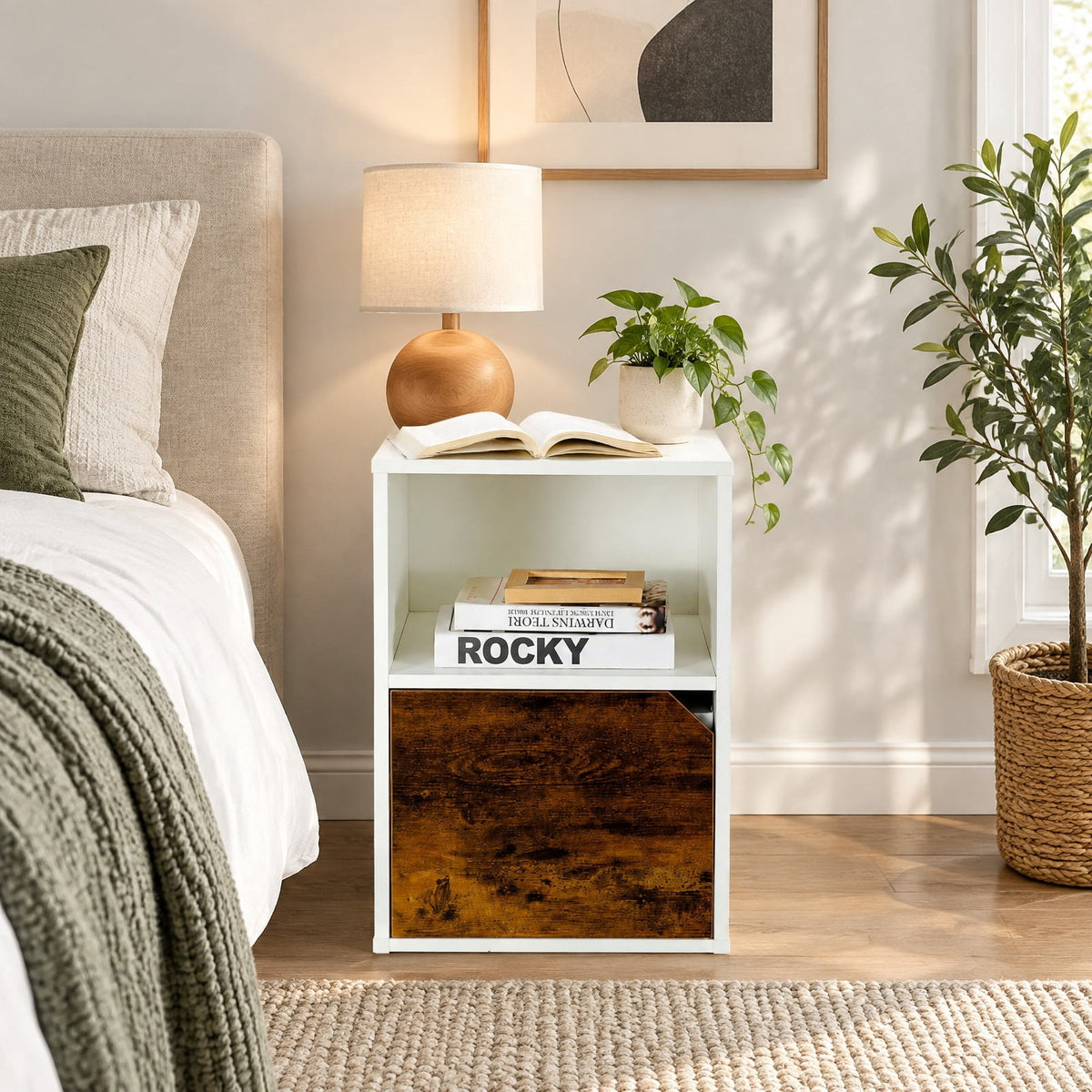 Airfind Set of 2 Nightstands Side End Table for Living Room, 66 lbs Capacity, Engineered Wood Frame, White