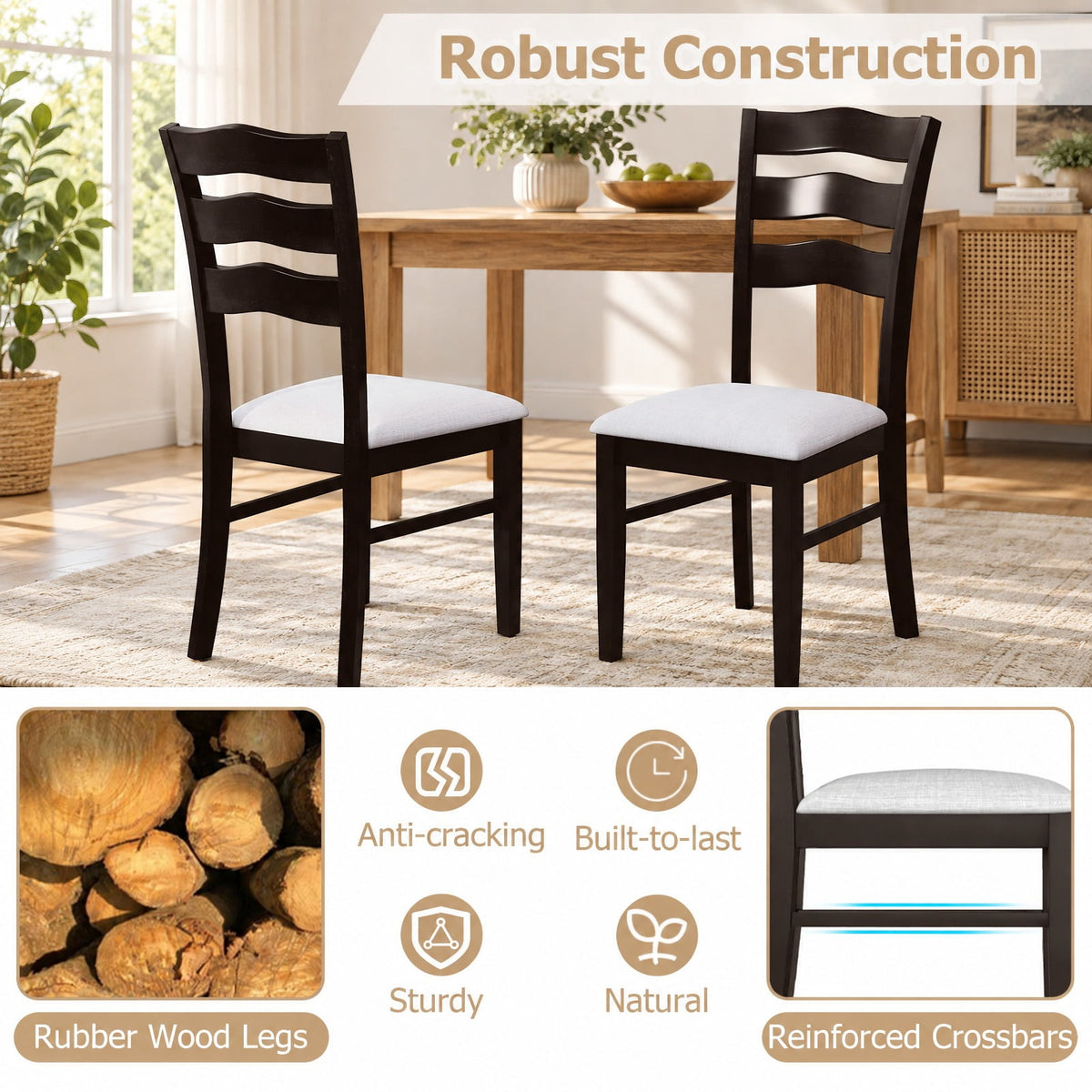 Airfind Farmhouse Dining Chairs Set of 2 Modern Kitchen Chairs with Elegant Hollowed backrest, Chair 330 lbs Capacity, 18 x 23 x 39 Footprint