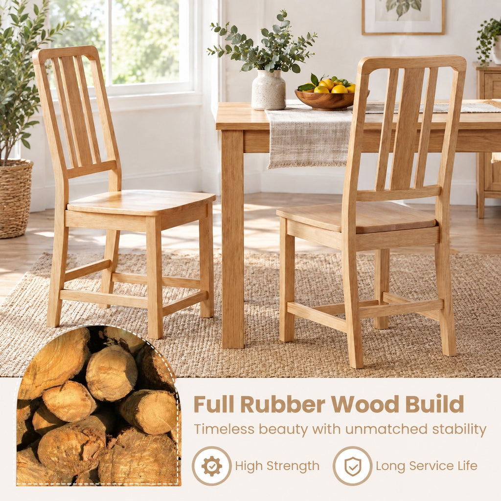 Airfind Rubber Wood Dining Chairs Set of 2 with Hollowed Backrest, Capacity 440 lbs Capacity, Rubber Wood Frame, 21 x 16.5 x 35.5 Footprint