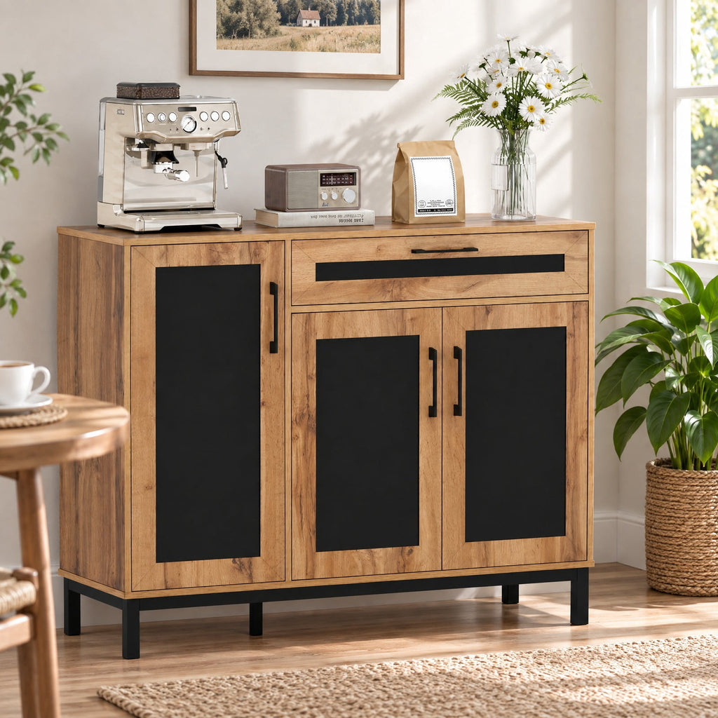 Airfind 48 Inch Sideboard Buffet Cabinet with Drawer and Metal Legs, 88 lbs Capacity, Engineered Wood MDF Frame, 48 Inch x 16 Inch x 37.5 Inch Footprint