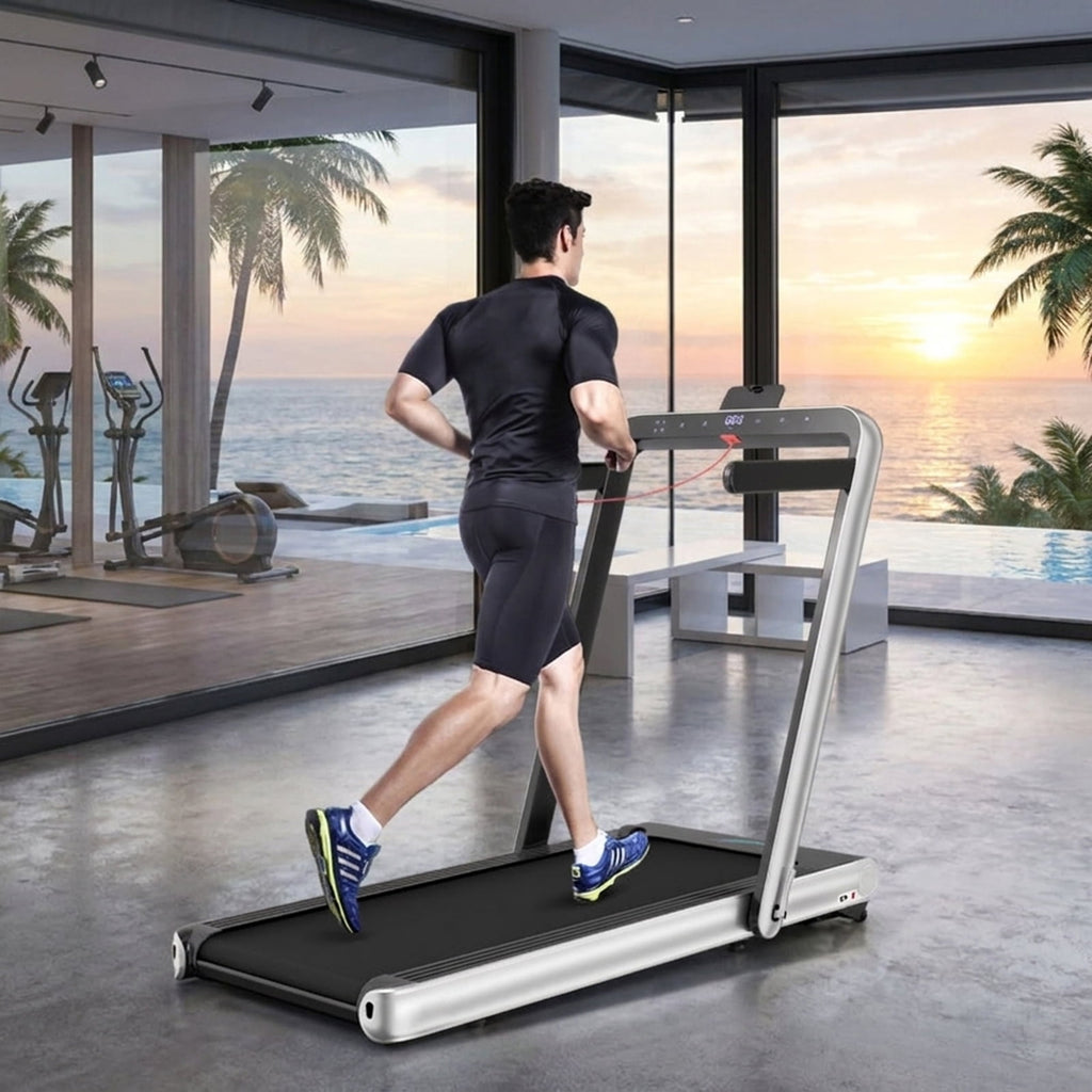 Airfind 4.75HP 2-in-1 Walk-to-Run Folding Treadmill with APP Sync, Silver