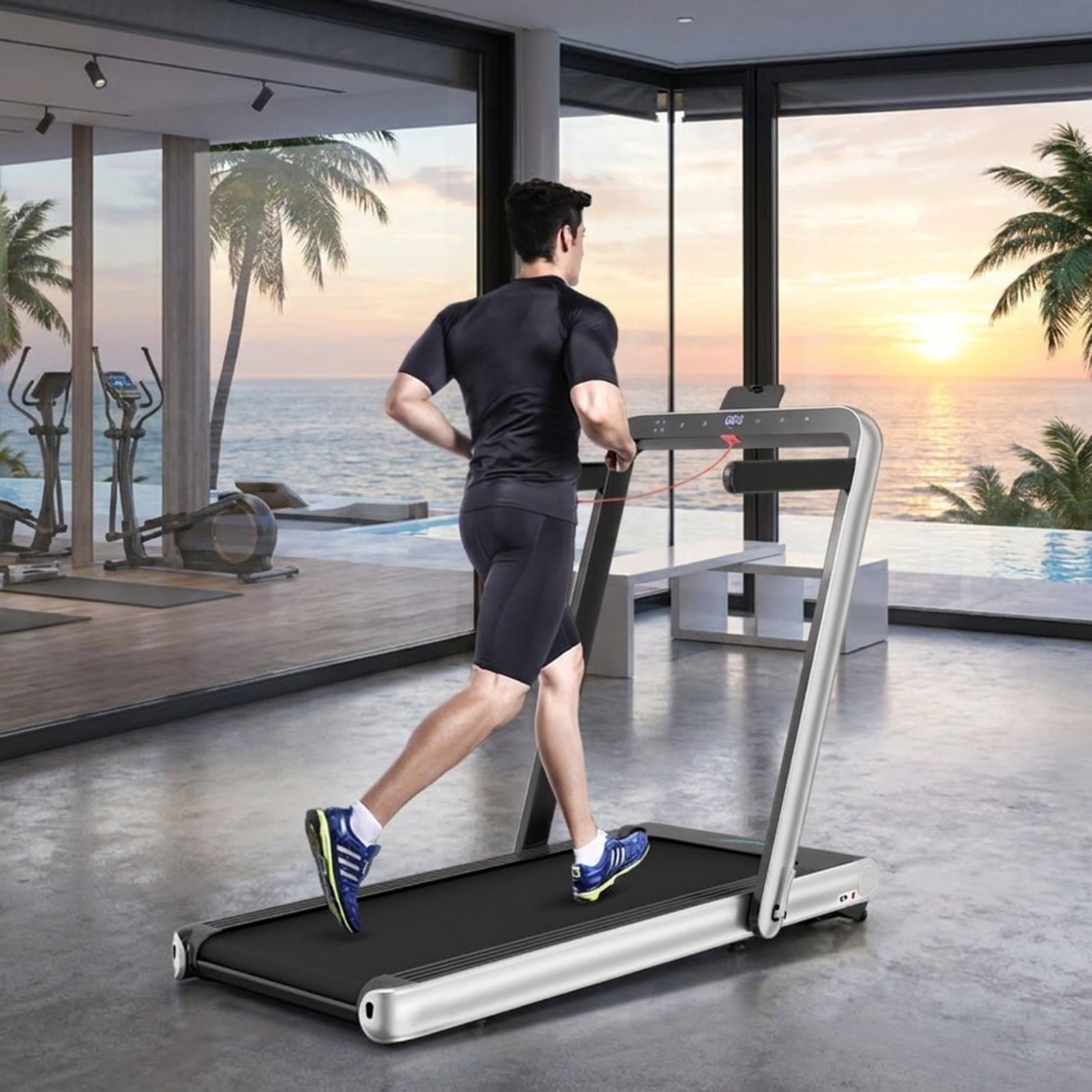 Airfind 4.75HP 2-in-1 Walk-to-Run Folding Treadmill with APP Sync, Silver