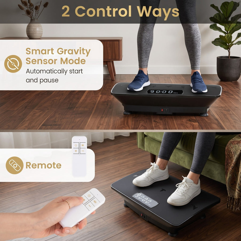 Airfind Vibration Plate Exercise Machine with Gravity Sensor, 10-Speed Whole Body Vibration Platform Fitness Trainer with Remote for Home Gym Workout, Black