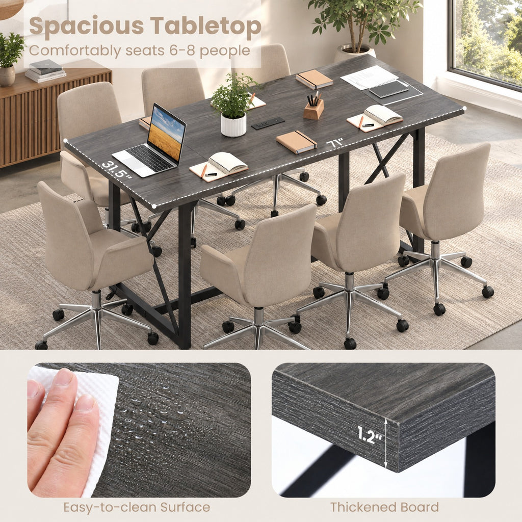 Airfind 6FT Conference Table with Power Outlets Seats 6-8 People for Office, 310 lbs Capacity, Engineered Wood Metal Frame, Gray