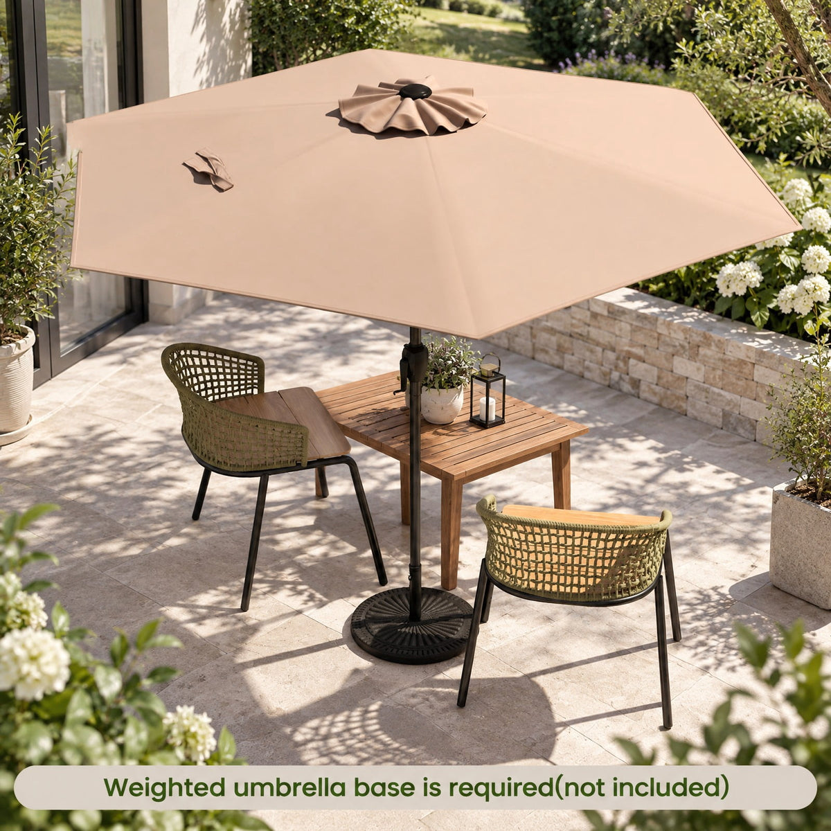 Airfind 7.5 feet Outdoor Patio Heavy Duty Market Umbrella with Push Button Tilt, Metal Polyester Frame, Tan
