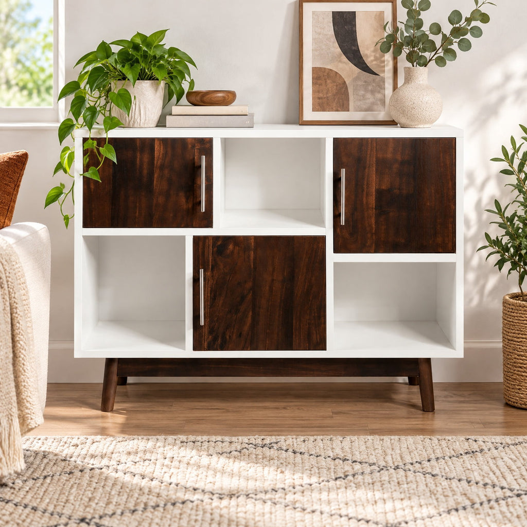 Airfind Wood Display Sideboard Storage Cabinet with Storage Compartments, 33 lbs Capacity, Solid particle board pinewood leg Frame, Wood