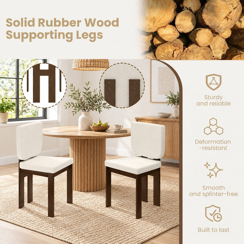 Airfind Wooden Dining Chair Set of 2 with Rubber Wood Leg for Home Office Living Room, Chair 265 lbs Capacity, Rubber Wood Sherpa Sponge Frame
