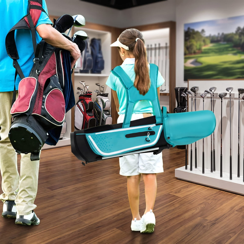 Airfind Junior Complete Golf Club Set for Kids Right Hand with Driver Irons Putter Stand Bag and Rain Hood Ages 8 to 10, Blue