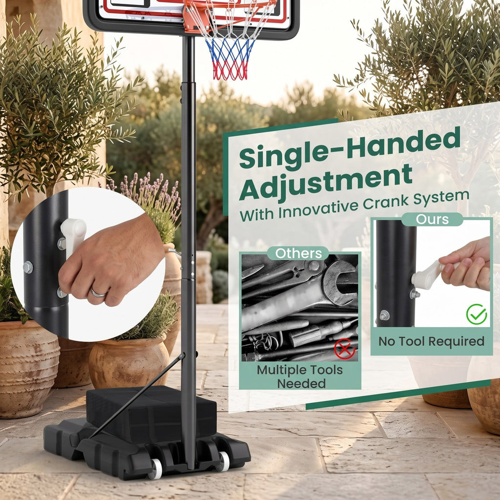 Airfind Portable Basketball Hoop System, Adjustable 7.4-10 ft Basketball Goal with 44 in Shatterproof Backboard and Fillable Base for Kids Teens Adults Indoor, Black