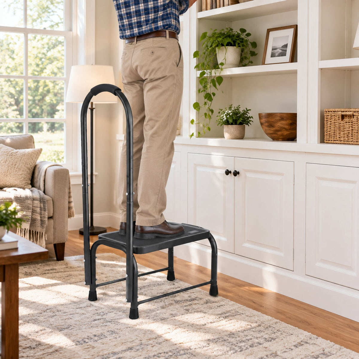 AIRFIND Step Stool with Handle, 330 lb Capacity Iron Frame with Non-Slip Platform and Rubber Feet, 11 in Step Height for Household Tasks