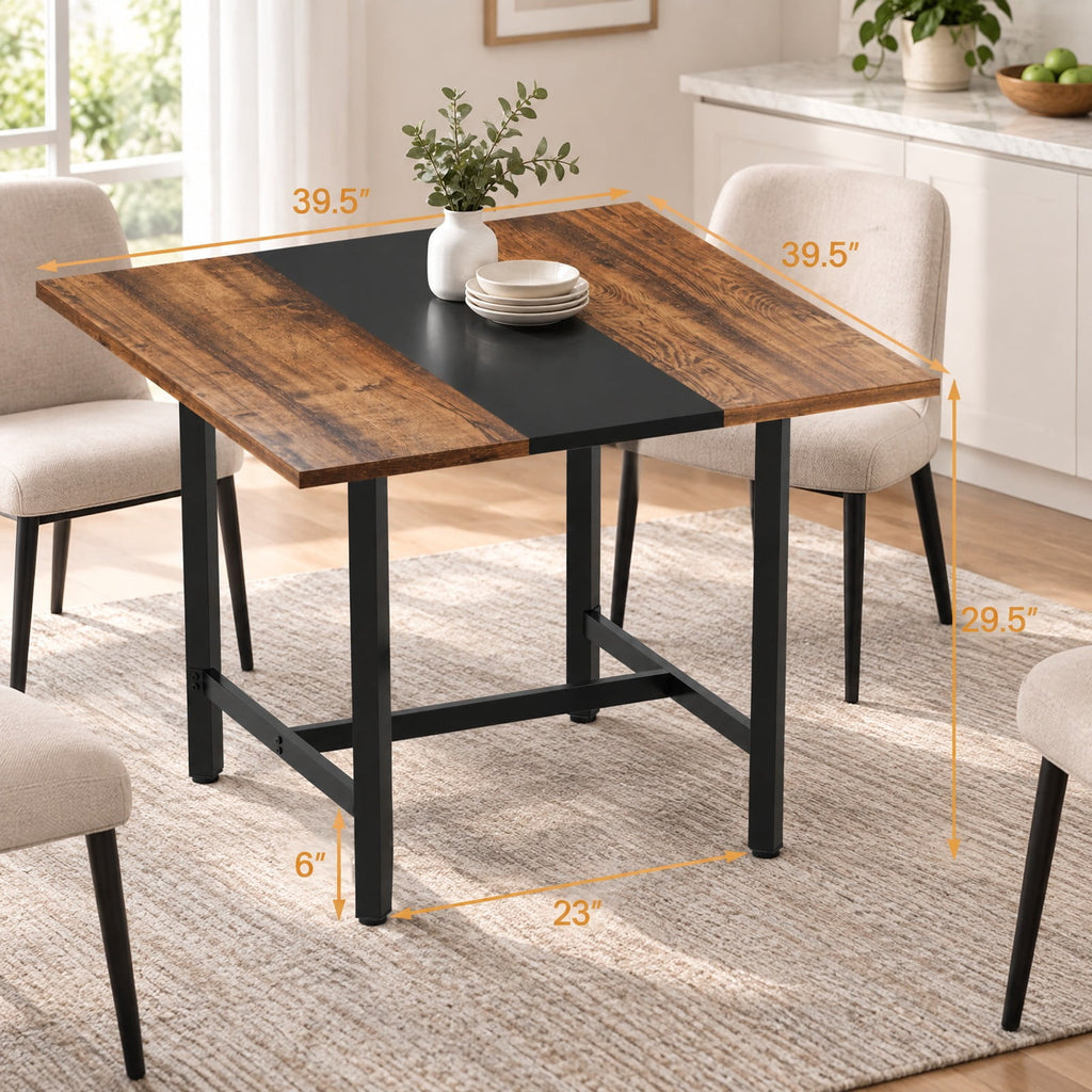 Airfind 39.5 Inches Square Conference Table Meeting Room Table with Thickened Tabletop, 200 lbs Capacity, Engineered Wood Metal Frame, Brown