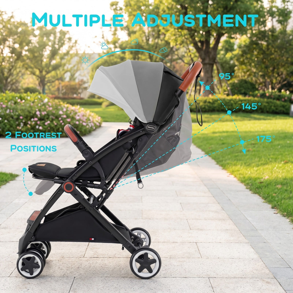Airfind Lightweight Aluminium Frame Baby Stroller with Net, Aluminium Alloy Iron Fabric Frame, for 0-3 years old, 28.5 x 20.5 x 38 Footprint