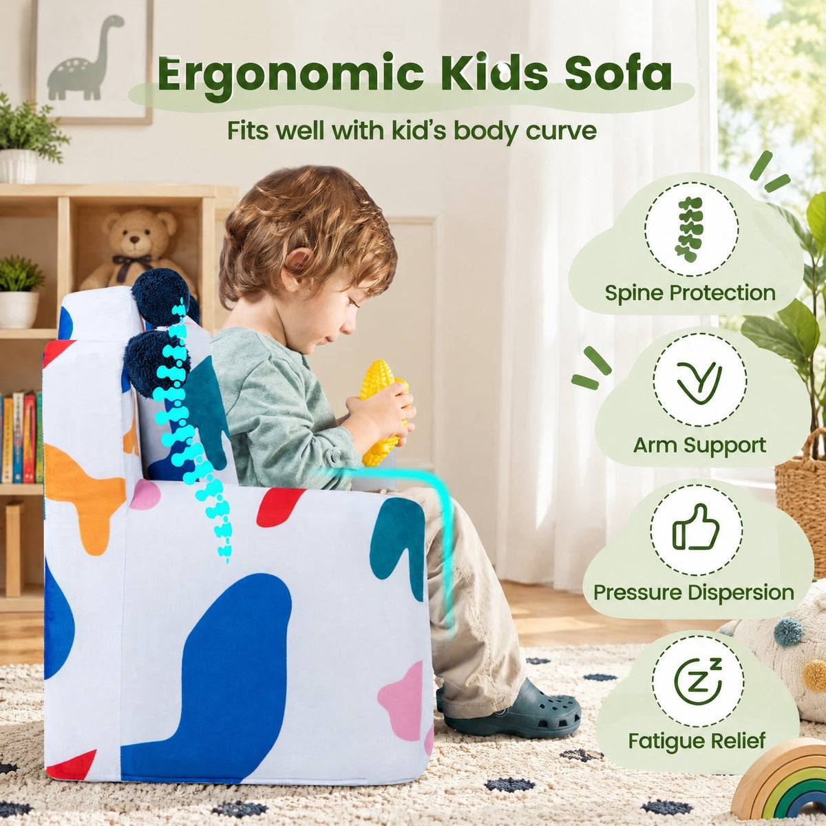 Airfind High-density Padding Kids Sofa with Armrest and Extra Pilow, 110 lbs Capacity, Ultra-Soft Velvet Sponge Frame, 23 x 18 x 22 Footprint