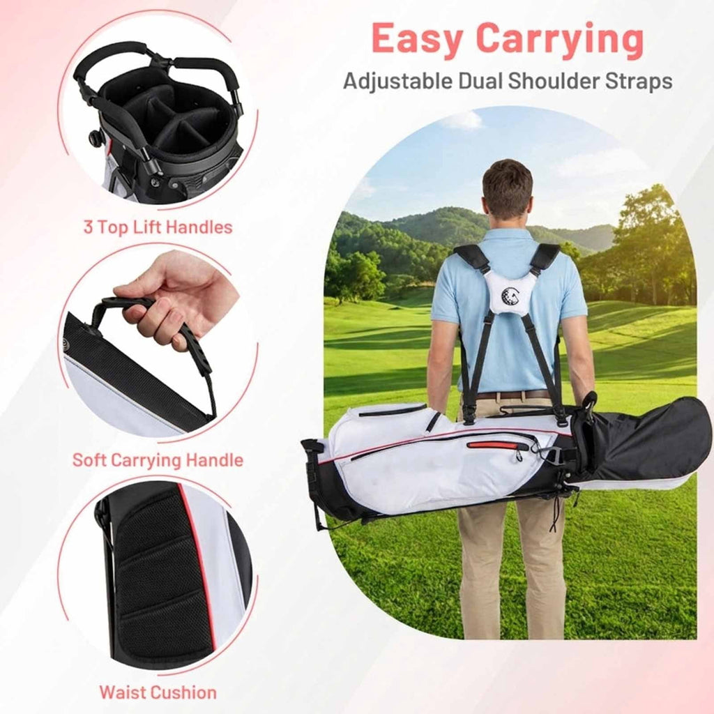 Airfind Children Golf Club Set for Ages 5-7 with 4 Pieces and a Lightweight Design Plus Fiberglass Clubs and a Portable Stand Bag as a Complete Golf Club Set, Red