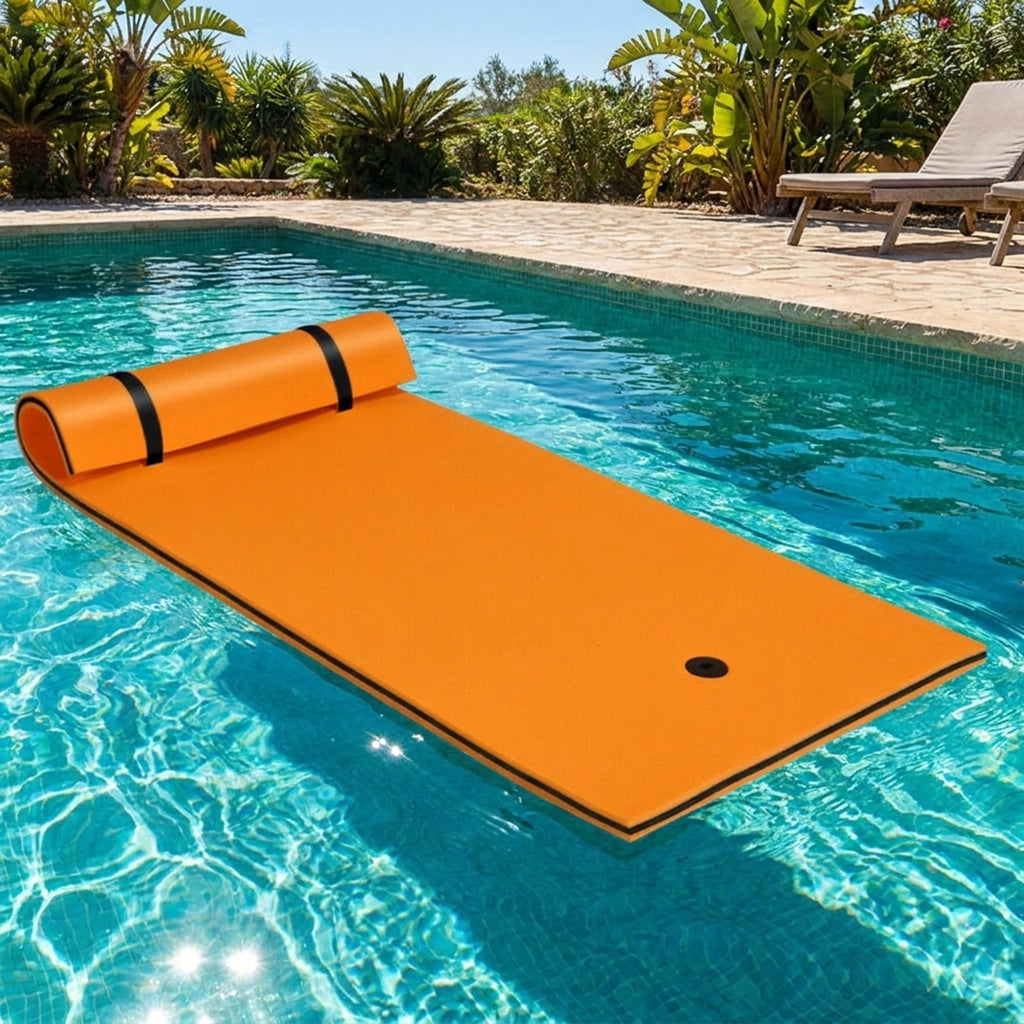 Airfind Triple-Layer Lake Float Pad with Roll-Up Storage, Orange