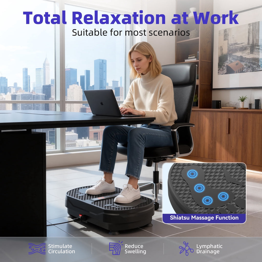 Airfind Vibration Plate Exercise Machine for Lymphatic Drainage, Full Body Workout Vibration Platform with Bluetooth Speaker,2 Loops and 5 Resistance Bands for Home Exercise Gym,450lb Capacity,Black