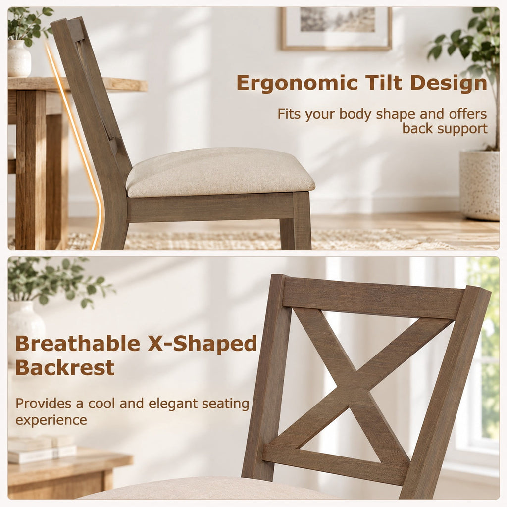 Airfind Dining Chair Set of 2 Modern Kitchen Chair with Upholstered Seat, Brown, The stable structure ensures a weight capacity of up to 400 lbs