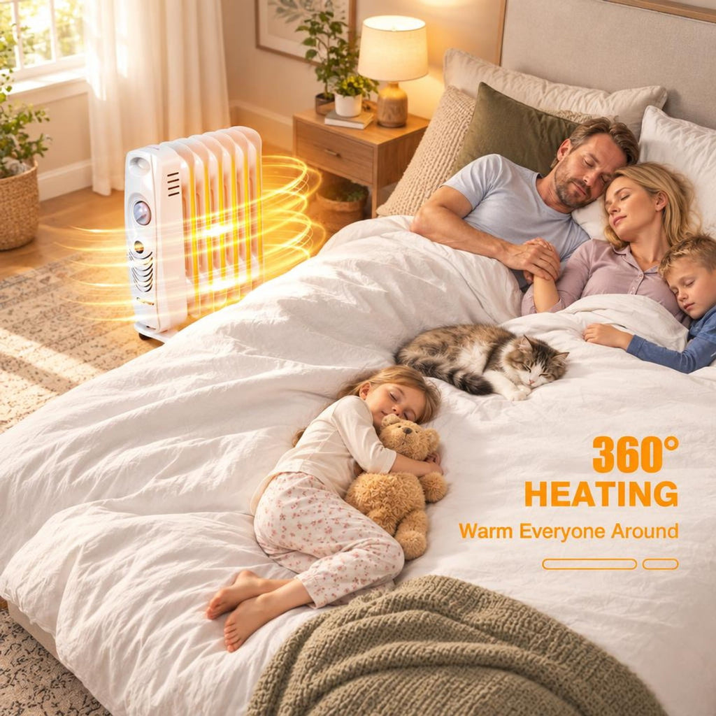 Airfind 700 W Portable Mini Electric Oil, 5.5 x 12 x 14 Footprint, White, Overall dimension 5.5 x 12 x 14