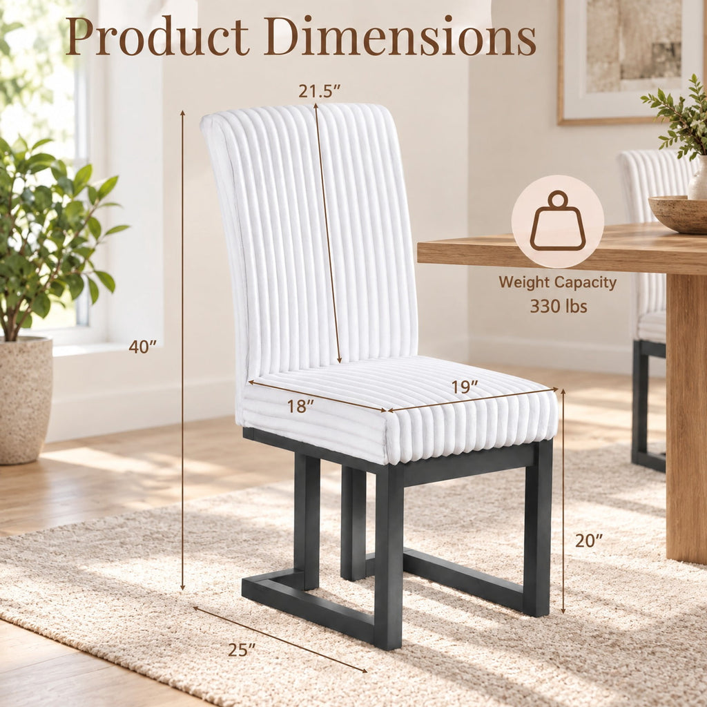 Airfind Upholstered Dining Chairs Set of 2 with Rubber Wood Legs and Padded Seat for Dining Room, 330 lbs Capacity, Rubber Wood Frame, White